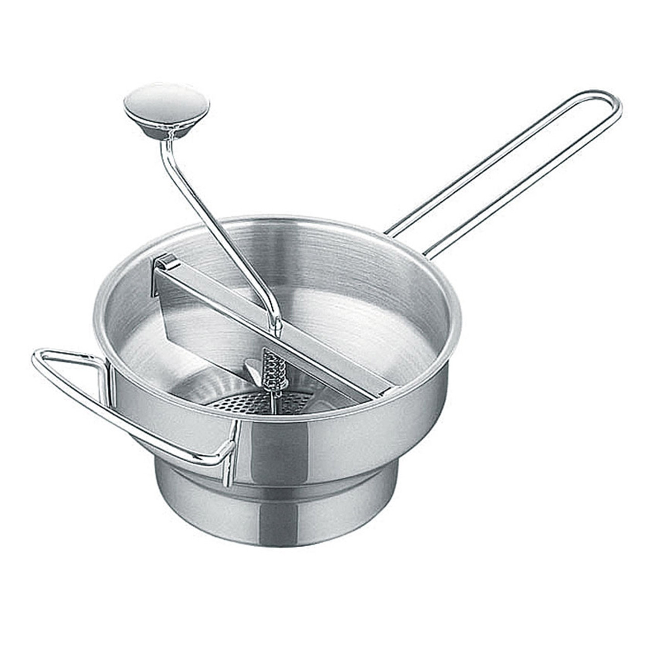 Navaris Stainless Steel Food Mill - Rotary Food Mill Vegetable Strainer Potato Masher Grinder with 3 Milling Discs, 1 Quart Capacity - Dishwasher