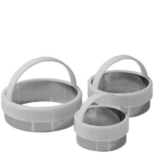 Set of 3 Straight Edge Cookie Cutters With White Plastic Handle