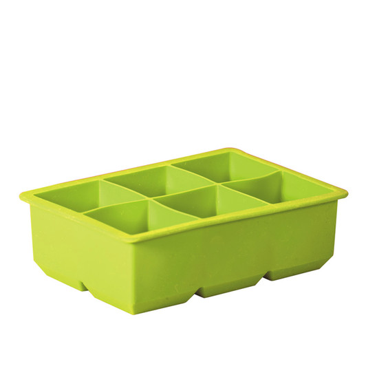Silcone 6 Cup King Ice Cube Tray In Hang Sell Sleeve - Green