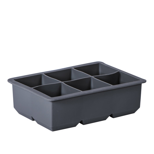 Silcone 6 Cup King Ice Cube Tray In Hang Sell Sleeve - Charcoal