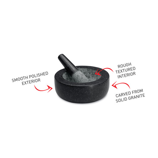 Low Profile Mortar And Pestle - 20cm - Black