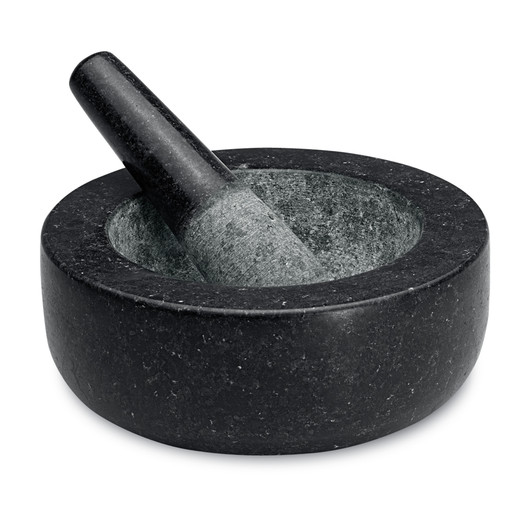 Low Profile Mortar And Pestle - 20cm - Black
