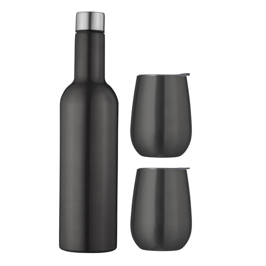 Double Wall Insulated Wine Traveller Set - Gunmetal