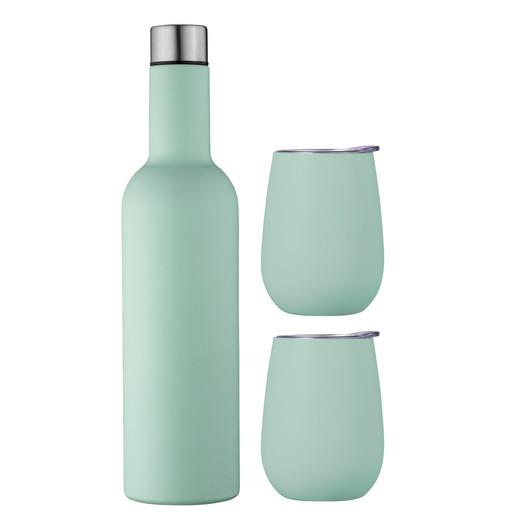 Double Wall Insulated Wine Traveller Set - Duck Egg Blue