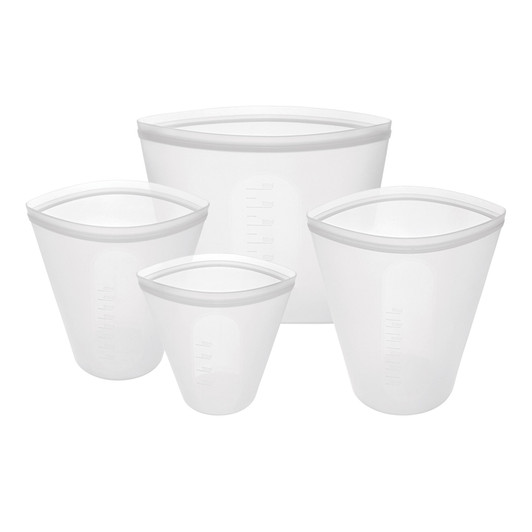Pinch & Lock Silicone Reusable Bags - Set of 4 Small- White