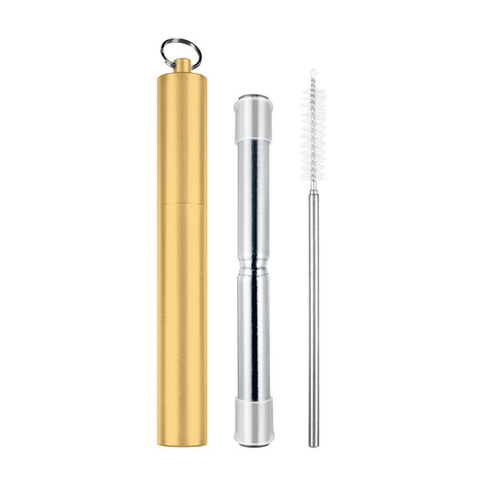 Telescopic Travel Straw With Silicone Tips - Champagne Telescopic Travel Straw With Silicone Tips - Champagne