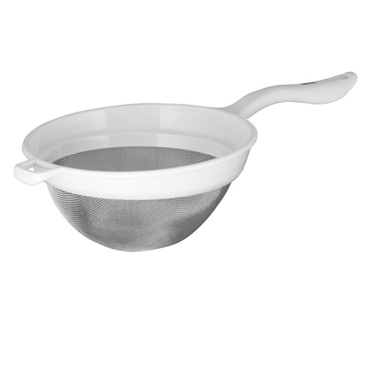 15.5cm Stainless Steel Strainer With Plastic Frame - White 15.5cm Stainless Steel Strainer With Plastic Frame - White