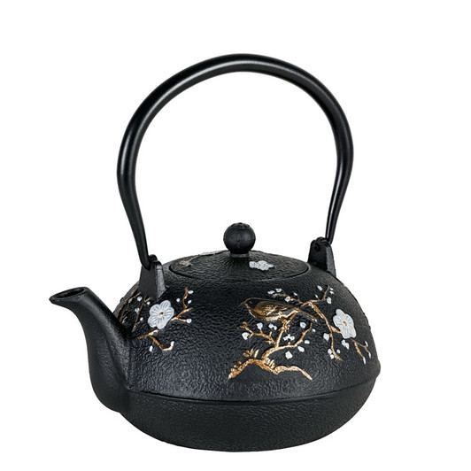 Cast Iron Cherry Blossom Teapot - 1.1L - Black