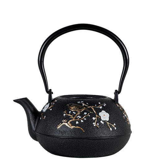 Cast Iron Cherry Blossom Teapot - 1.1L - Black