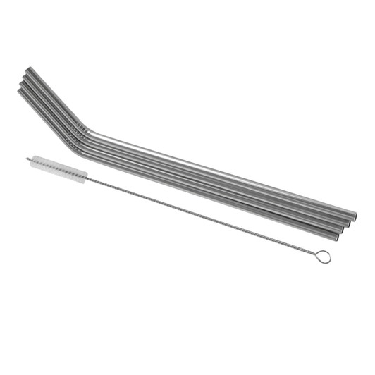 Stainless Steel Straws With Cleaning Brush - Set of 4