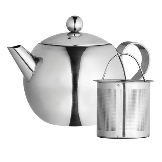 Nouveau Teapot With Laser Etched Infuser - 900ml - Stainless Steel Nouveau Teapot With Laser Etched Infuser - 900ml - Stainless Steel