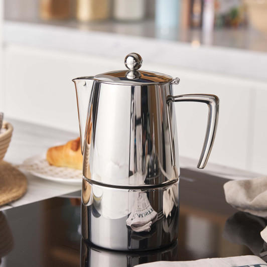 Art Deco Espresso Maker - 10 Cup / 500ml - Stainless Steel