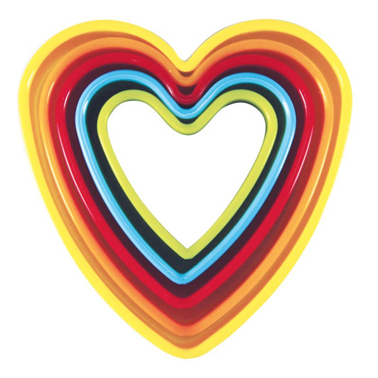 Heart Cookie Cutters 5 Piece Set - Multi Coloured Heart Cookie Cutters 5 Piece Set - Multi Coloured