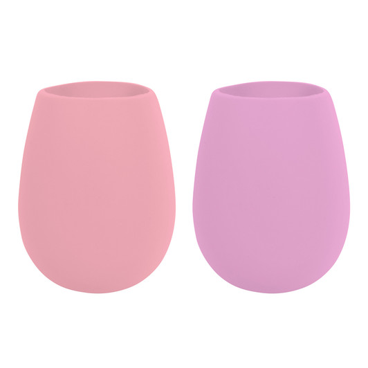 Odeme Pink What a Pair Set of 2 Silicone Travel Stemless Wine Glasses and  Case