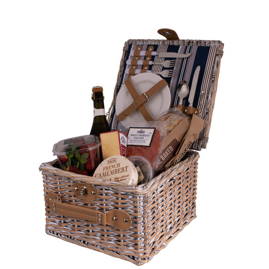 2 Person Picnic Basket 32 x 32 x 20 - Hampton Stripe Pattern Lining 2 Person Picnic Basket 32 x 32 x 20 - Hampton Stripe Pattern Lining