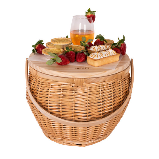 Pinewood Top Round Insulated Picnic Basket - Flora Pinewood Top Round Insulated Picnic Basket - Flora