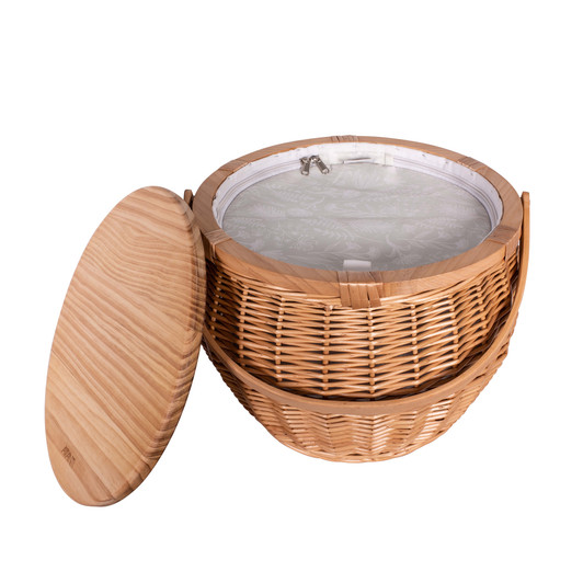 Pinewood Top Round Insulated Picnic Basket - Flora Pinewood Top Round Insulated Picnic Basket - Flora