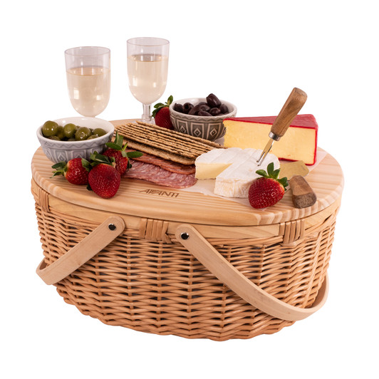 2 Person Pinewood Top Insulated Picnic Basket - Flora 2 Person Pinewood Top Insulated Picnic Basket - Flora