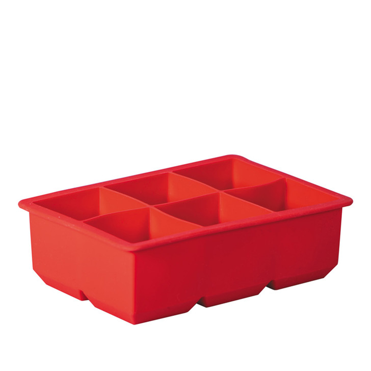 Silcone 6 Cup King Ice Cube Tray In Hang Sell Sleeve - Red
