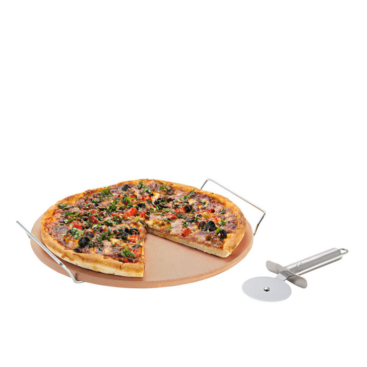 Pizza Stone With Rack And Pizza Cutter