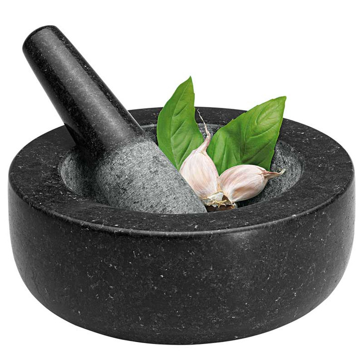 Low Profile Mortar And Pestle - 20cm - Black