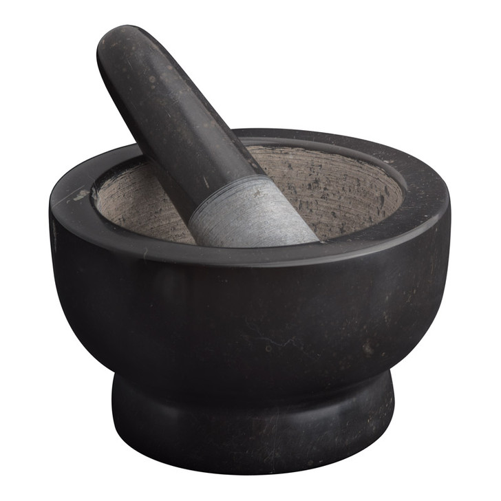 Marble Footed Mortar And Pestle - Black