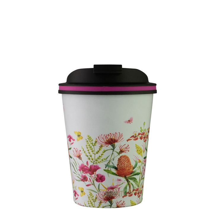 GOCUP Double Wall Insulated Cup - Australian Natives White - 236ml