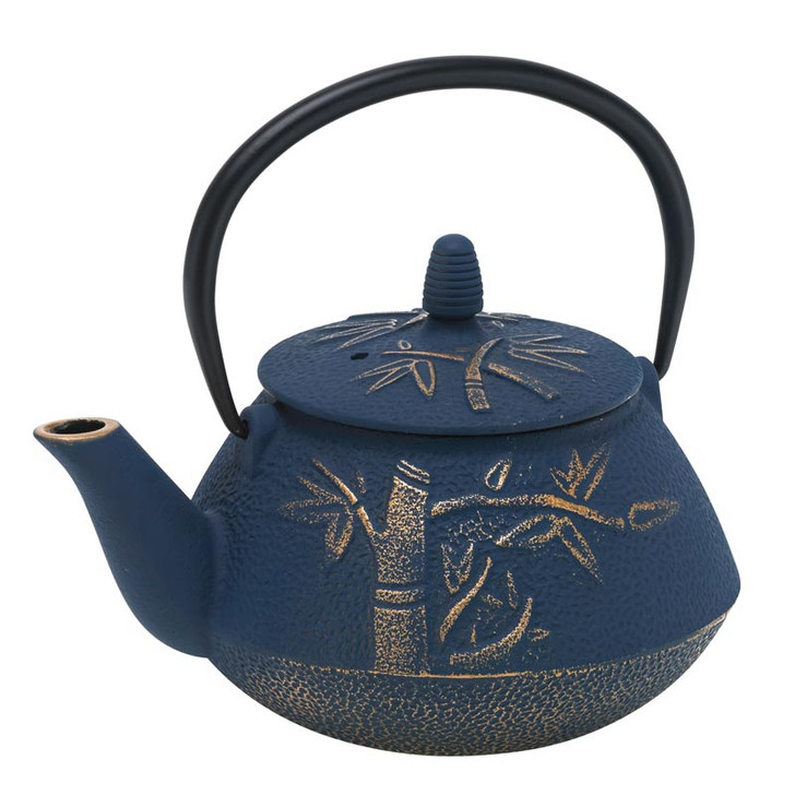 Bamboo Cast Iron Teapot - 800ml - Navy/Bronze