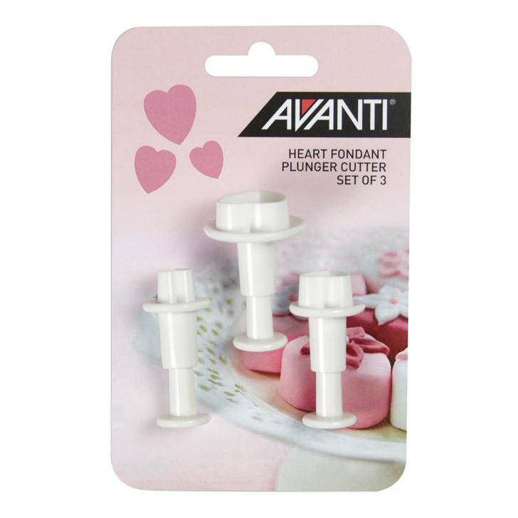 Heart Fondant Plunger Cutter Set - 3 Piece