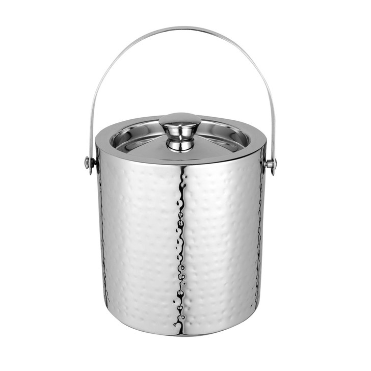 Hammered Double Wall Ice Bucket 15.5 x 16.5cm Stainless Steel