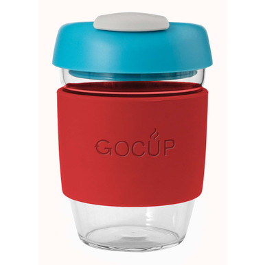 Glass GOCUP - 473ml/16Oz - Red/Aqua/Grey - Avanti Homewares Australia