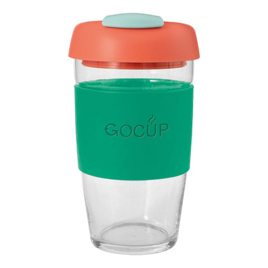 Glass GOCUP - 473ml/16Oz - Red/Aqua/Grey - Avanti Homewares Australia