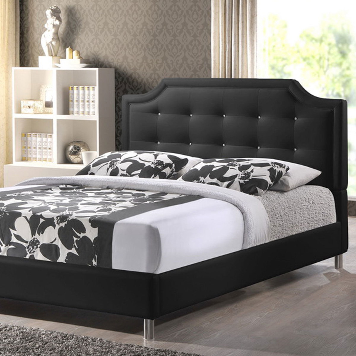 Carlotta Black Bed with Upholstered Headboard King Size