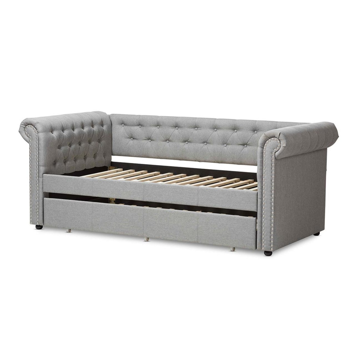 Mabelle Modern Contemporary Grey Fabric Trundle Daybed