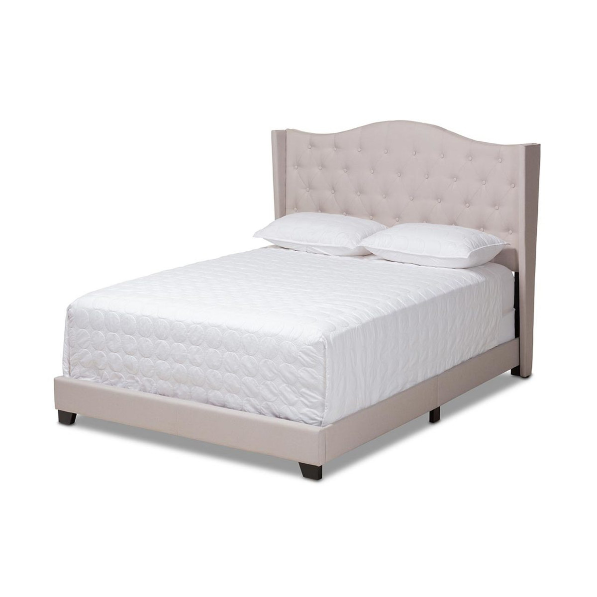 Baxton Studio Alesha Beige Fabric Upholstered King Size Bed