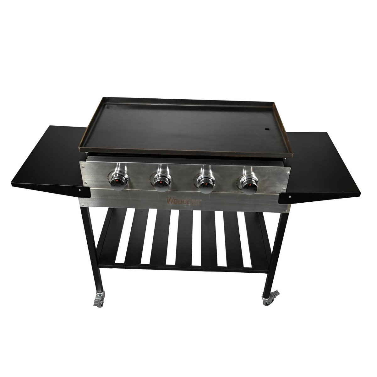 WoodEze 4-Burner Flat Top Griddle GAS Grill - Black and Stainless Steel