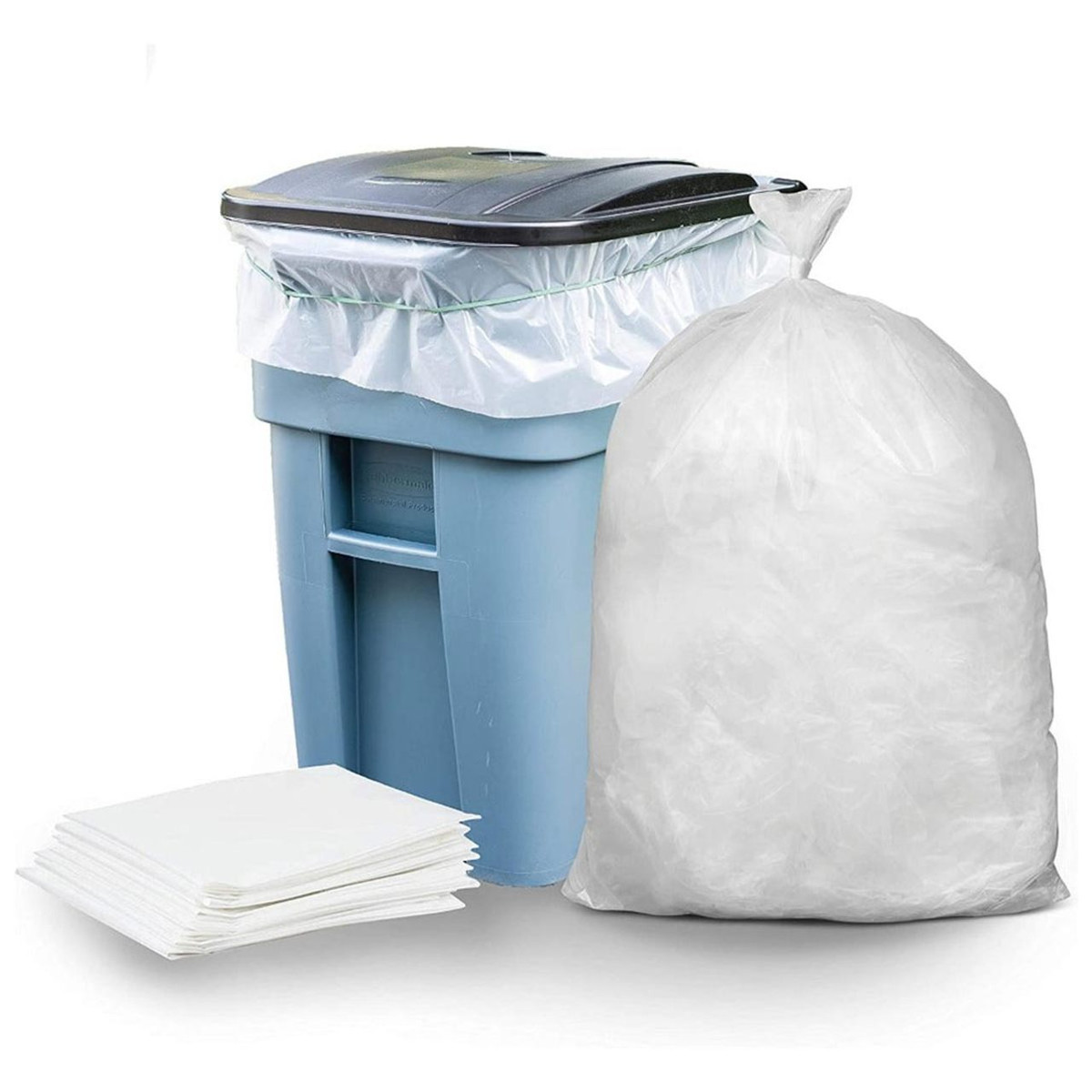 96 Gallon Clear Trash Bags for Rolling Cans