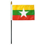 4-In. x 6-In. Myanmar Stick Flag