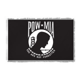 Indoor POW MIA Flag 3x5ft Nylon - Double Sided - Silver Fringe
