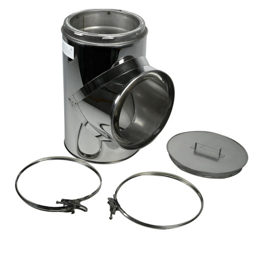 AllFuel HST 8-Inch Through The Wall With Single Wall Black Pipe Wood Stove  Kit - BS-TEESBKIT-8