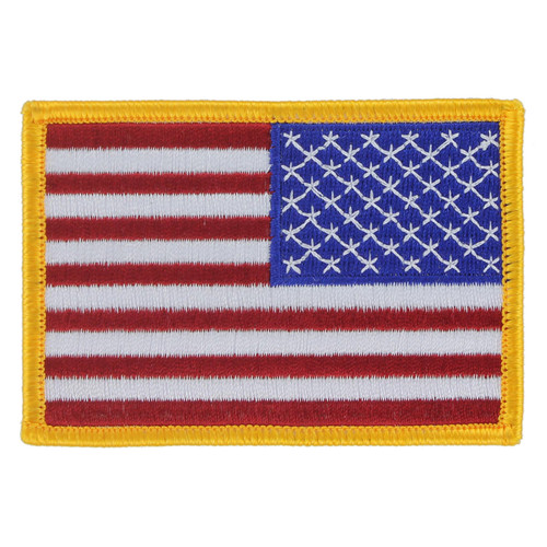 Waving American Flag Patch - Gold Border