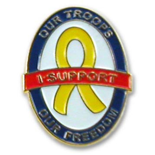 Support Our Troops Yellow Ribbon Pin