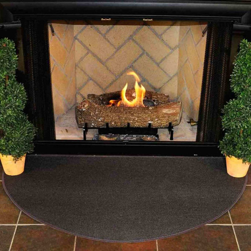 4' Half Round Charcoal Guardian Fireplace Rug