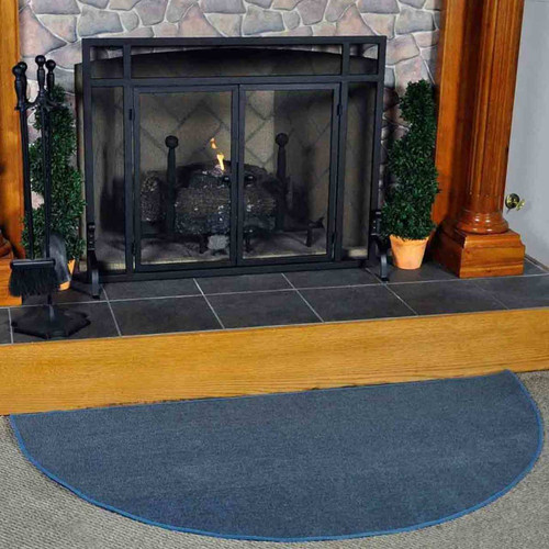 5' Half Round Blue Guardian Fireplace Rug