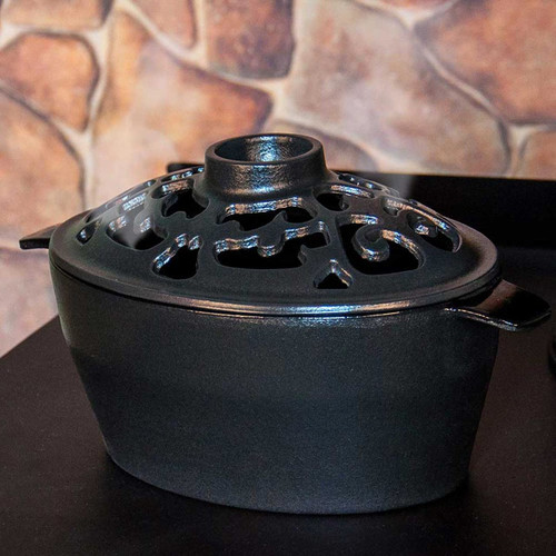 Black Vintage Wood Stove Cast Iron Kettle Humidifier Pot Steamer Fireplace  2.5QT