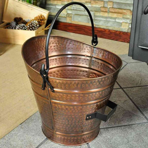 18'' Coal Hod/Pellet Bucket Copper Powdercoat Finish