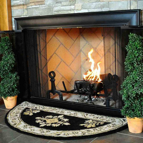 44'' Half Round Noir Jardin Fireplace Rug