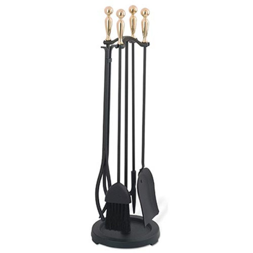 Pilgrim 5 Piece Matte Black Tool Set - Polished Brass Ball Handles - 18027