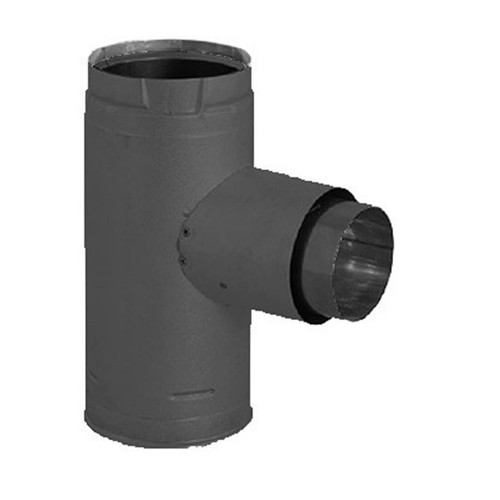 3'' PelletVent Pro Black Increaser Adapter Tee with Clean-Out Tee Cap - 3PVP-TADX4B