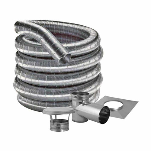 5" DuraFlexSS 304 Tee Kit with 25' Flexible Stainless Steel Chimney Liner - 5DF304-24KT